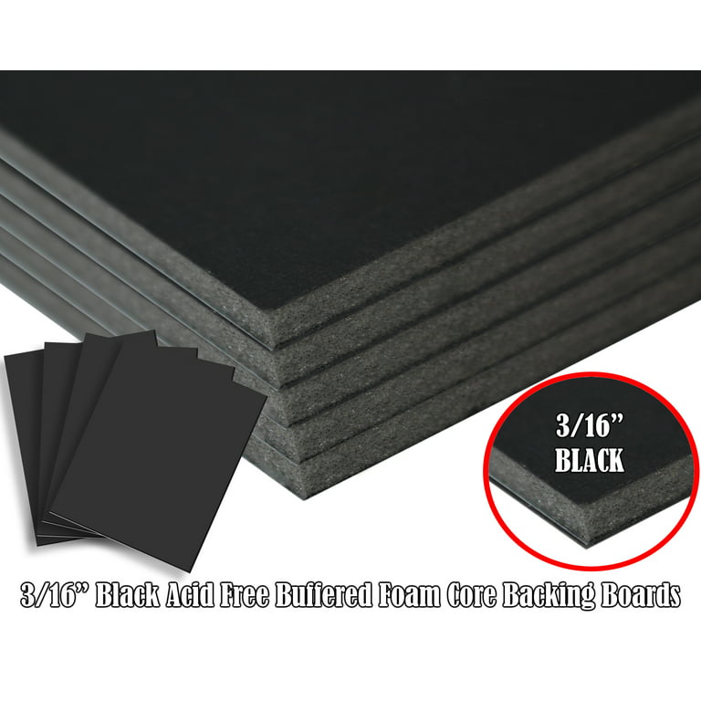 Foam Core Backing Board 3/16 Black 12x24- 5 Pack. Many Sizes Available.  Acid Free Buffered Craft Poster Board for Signs, Presentations, School,  Office and Art Projects 