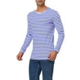 thumbnail image 4 of INSPIRE CHIC T-Shirt pour Homme à Rayures Col Rond Manches Longues Chandail Haut 46 Rayure Bleue, 4 of 7