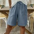 thumbnail image 2 of Audhol Linen Shorts for Women! Shorts for Women Knee Length High Waisted Drawstring Casual Summer Pants 2025 Wide Leg Womens Linen Shorts Sky Blue 3XL, 2 of 7