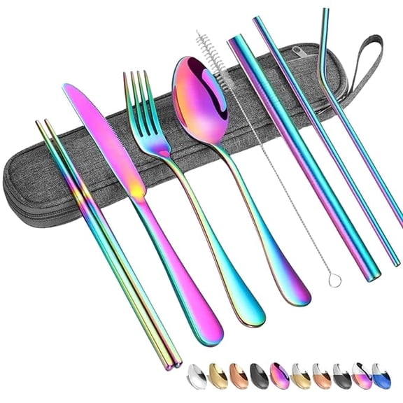 Rainbow Cutlery Set – Stainless Steel Multicolor Utensils for Dining & Kitchenware | Forks, Spoons & Knives | Stylish Flatware Set for Home & Parties