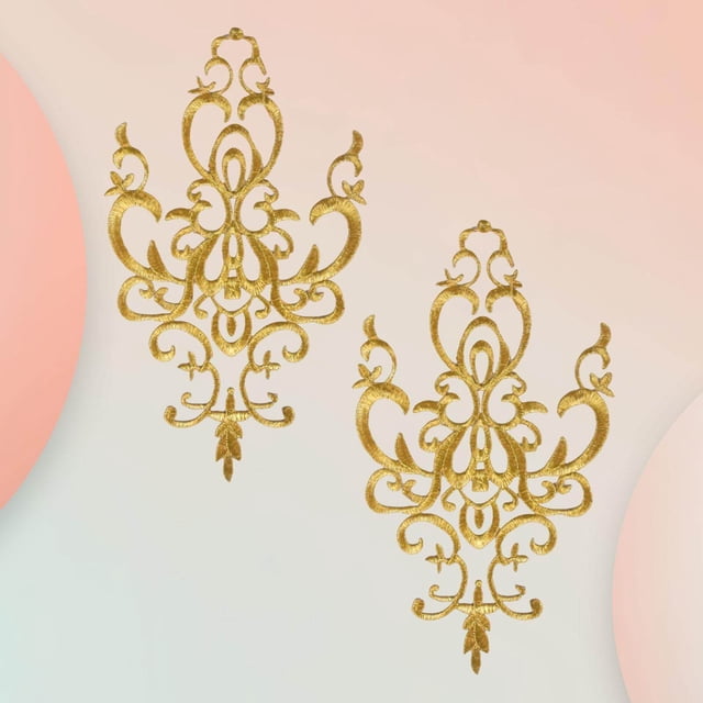 tredstone Applique Brodée à Coudre Patch Brodé Fleur pour Costumes Cosplay Or