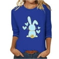 thumbnail image 2 of OKBOP Womens Plus Size Tops Blue 3/4 Sleeve Crew Neck Easter Bunny T-Shirts T Shirts for Women, 2 of 3