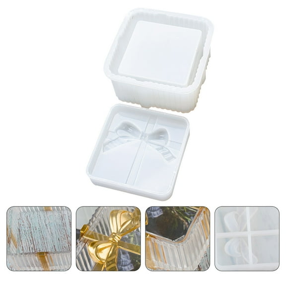 MLINS DIY Square Shape Gift Box Mold Made of High Quality White Silicone for Crafts