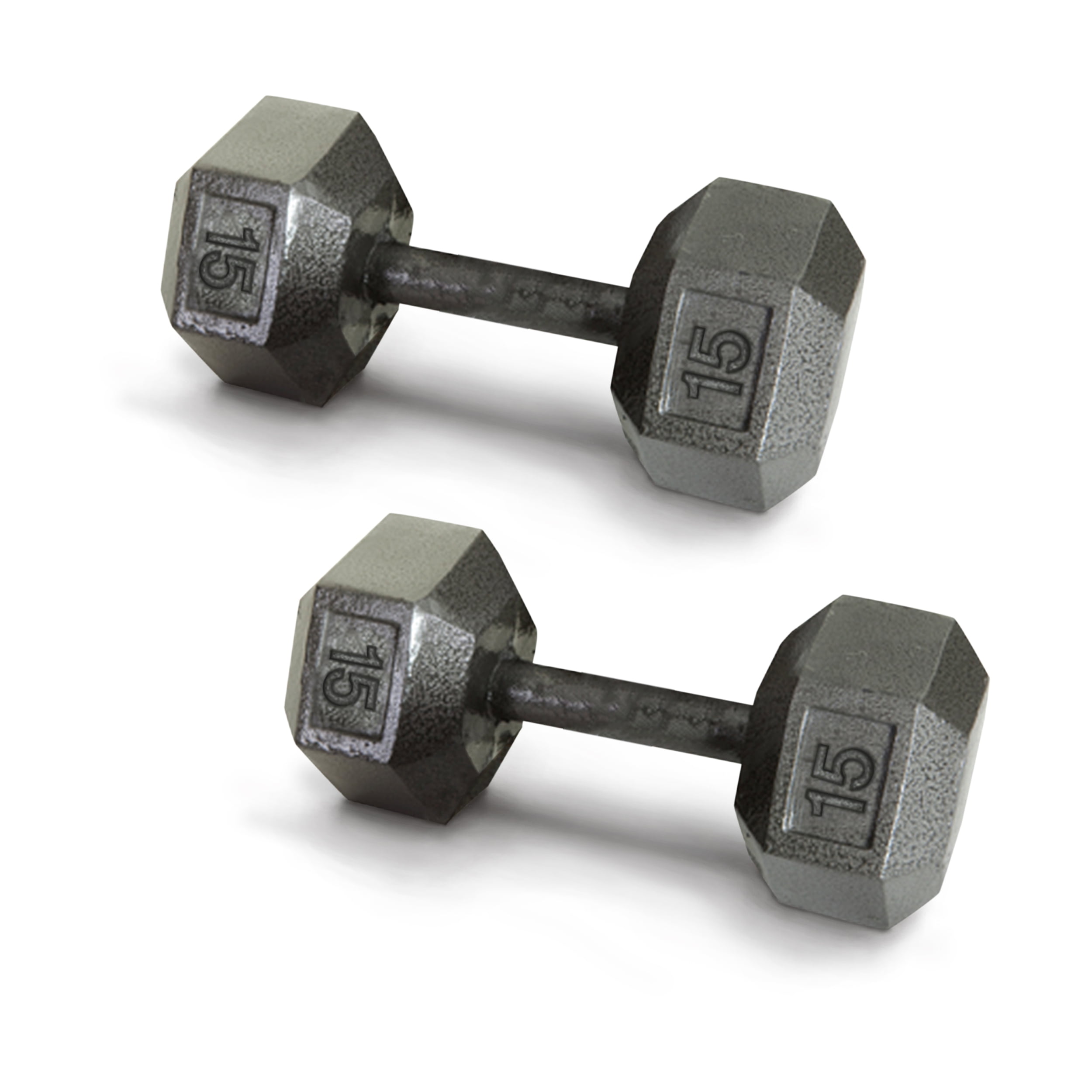 Harvil Cast Iron Hex Dumbbell, 15 Pounds with CorrosionResistant Finish Sold in Pairs