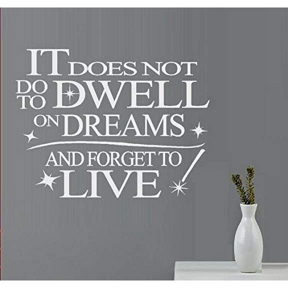 Best Priced Decals ~ It DOES NOT do to DWELL on Dreams (Inspirational Quote) Wall or Window Decal (13" X 17", White)