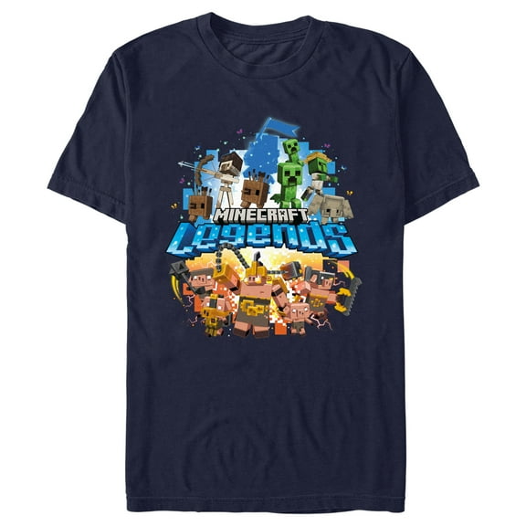 Men's Minecraft Legends Poster  Graphic Tee Navy Blue X Large
