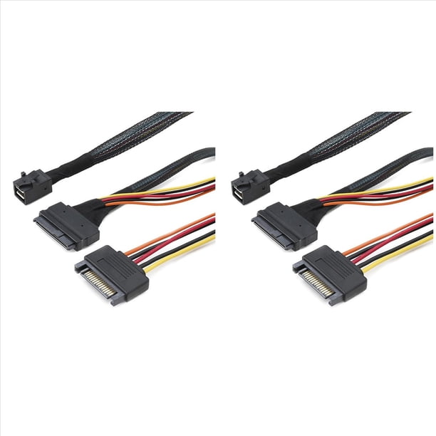 2X Cable Integrado 12G Mini SAS HD A U.2 36P SFF-8643 A SAS U.2 SFF-8639 con Fuente de Alimentación SATA de 15 , Adecuado para SSD U.2