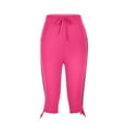 thumbnail image 7 of felwors Womens Capris for Summer 2026 Casual Yoga Gym Capri Leggings with Drawstring Shorts High Waisted Cropped Beach Pants (Hot Pink, 3XL), 7 of 7