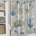 thumbnail image 6 of Orinice  Vintage Nautical Coastal Shower Curtain, Ocean Theme Starfish Seashell Conch Seahorse Blue Bathroom CurtainPolyester Fabric Waterproof Bath Curtain with 12 Hooks 69x72, 6 of 7