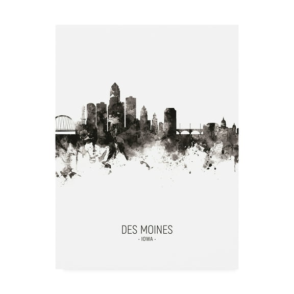 Trademark Fine Art 'Des Moines Iowa Skyline Portrait II' Canvas Art by Michael Tompsett