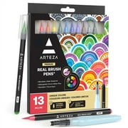 Arteza Blendable Ink Real Brush Tip Artist Brush Pens Set, Assorted Colors, Non-Toxic - 12 Pack