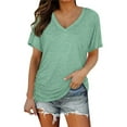 thumbnail image 2 of Womens Tops Short Sleeves V Neck Plain Color Soft Loose Fitting Summer T Shirt Colored Cotton 1Pc Short Sleeve M Shirts for Women, 2 of 6