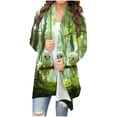 thumbnail image 2 of GaThRRgYP Evening Cardigan Lightweight Comfort,Women's Fashion Halloween Printed Long Sleeved Cardigan Jacket Green M, 2 of 6