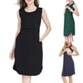 thumbnail image 1 of Sentmoon Vêtements de Maternité Grande Taille Robes Sans Manches pour Femmes 2025 Col Rond Couleur Unie Ample Extensible Robe d'Été Mode Urbaine pour Invitée de Mariage S, 1 of 7