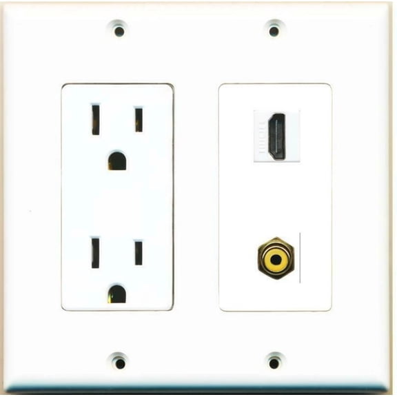 Ultra Spec Cables 15 Amp Power Outlet HDMI RCA Video Port Jack F/F Wall Plate