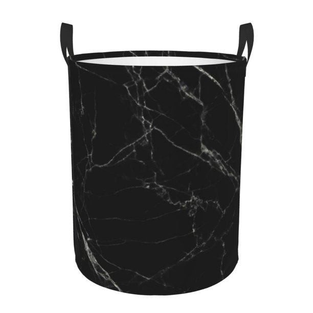 Fotbe Black Marble Texture Abstract Cesto de Ropa con Asas, Cesto Impermeable de Gran Capacidad, Bolsa de Lavado para Dormitorio, Cesto de Ropa con Ruedas y Asas-Medium