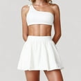 thumbnail image 4 of Women's High Waist Pleated Mini Skirt with Wide Waistband and Side Pockets - Large, White, 4 of 7