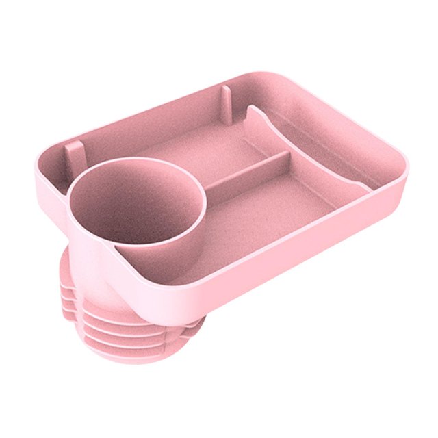 Bandeja portavasos para coche para niños, fácil instalación, con soporte para teléfono, multifuncional. Rosa