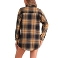 thumbnail image 3 of INSPIRE CHIC Women's Vintage Plaid Flannel Shirt Long Sleeve Button Turn Down Collar Blouses Tops Casual Cardigan M Black Caramel, 3 of 6
