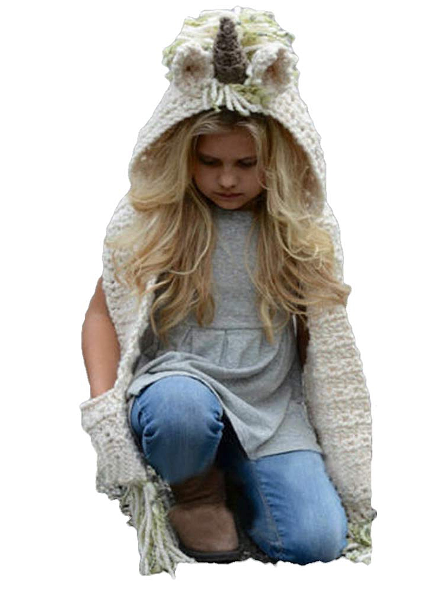 Kids Girls Beanies Unicorn Warm Scarf Cute Winter Hats Knitted Beanie Hat 