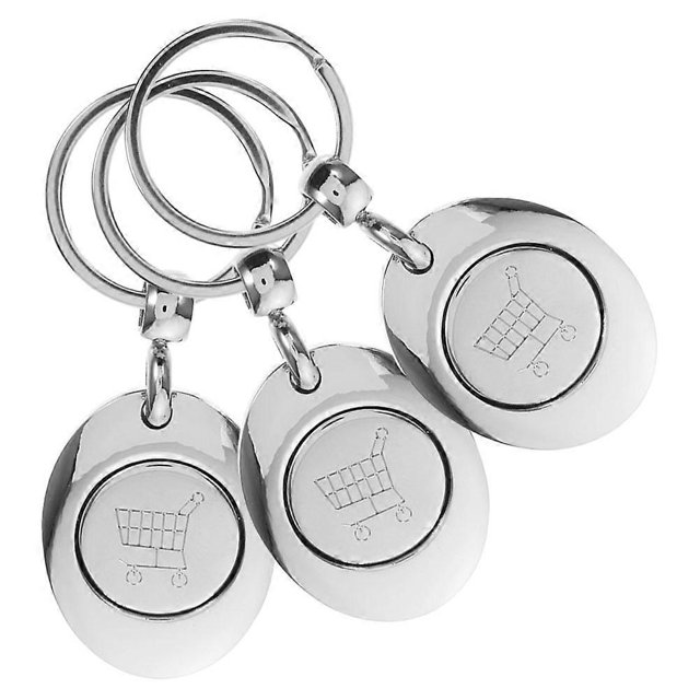 Shopping Trolley Tokens 3 Pcs Metal Trolley Token Keyring For Everyday Use Simple And Delicate Silver Color