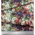 thumbnail image 2 of Soimoi Toile de Coton Feuilles & Fleurs Roses Imprimé Tissu par Yard 42 Pouces de Large, 2 of 3