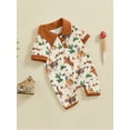 thumbnail image 4 of Musuos Baby Boys Summer Cute Romper 3M 6M 12M 18M Short Sleeve Button Lapel Western Elements Print Jumpsuit Infant Playsuit, 4 of 9