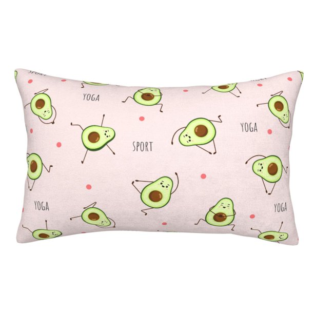 Balery Avocado Doing Sport Yoga Funda de Cojín Estampada, Regalos para Mujeres, Regalos de Amor para Ella, Regalos para Novia o Esposa, Funda de Almohada-14"x20"