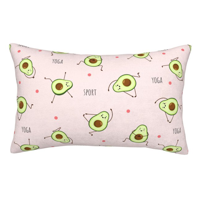 Balery Avocado Doing Sport Yoga Funda de Cojín Estampada, Regalos para Mujeres, Regalos de Amor para Ella, Regalos para Novia o Esposa, Funda de Almohada-14"x20"
