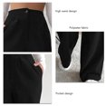 thumbnail image 3 of Pantalones Sueltos De Mujer Cintura Alta Color Puro Cierre De Botón Pantalones Largos Rectos para Mujer Negro S, 3 of 4