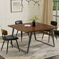 thumbnail image 5 of Simpli Home Lowry 54 inch x 54 inch Square Modern Industrial Square Dining Table in Walnut Veneer, 5 of 14