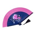 thumbnail image 1 of CSChome Folding Fan with Tassel Chinese Style Folding Hand-painted Flower Dance Performance Photo Props Portable Summer Hand Held with Tassel, 1 of 7