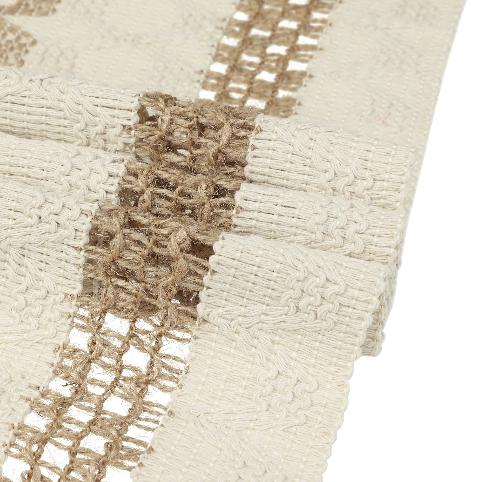 Unique Bargains 1 Pack Tassel Table Runner Cotton Linen Simple Table Flags Beige Brown 12"x71"