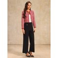 thumbnail image 3 of DARING DIVA Women's Houndstooth Collarless Plaid Cropped Tweed Jacket 2XL Deep Red, 3 of 6