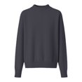 thumbnail image 7 of Women's Mock Neck Sweater, Solid Color Long Sleeve Pullover, Loose Fit Casual Basic Top, Fall Winter Everyday Knit Sweater, Simple Crewneck Pullover Dark Gray XL, 7 of 7