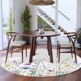 thumbnail image 4 of Pink Blue Floral Round Rugs 7ft, Farmhouse Garden Flowers Botanical Non Slip Washable Rug Runner, Low Pile Indoor Floor Carpet Mat Bathroom Rugs for Living Room, Bedroom, Kids Room, 4 of 9