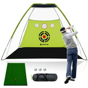 SAPLIZE Golf Chipping Nets Golf Practice Net Golf Hitting Net with Golf Hitting Mat & Golf Balls Packed in Carry Bag for Backyard Driving Indoor Outdoor,10x7ft