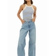 thumbnail image 2 of Halter Tank Tops for Women Summer Striped Stretchy Ribbed Knit - Shirts Slim Fitting Blue XL, 2 of 9