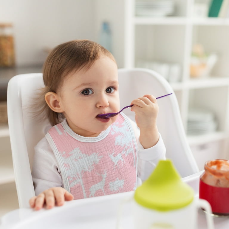 Gllquen Baby Muslin Cotton Drool Bibs Adjustable 8 Pack Soft Baby Bandana Bibs for Newborn Girls Boys Feeding Essentials, Blossom