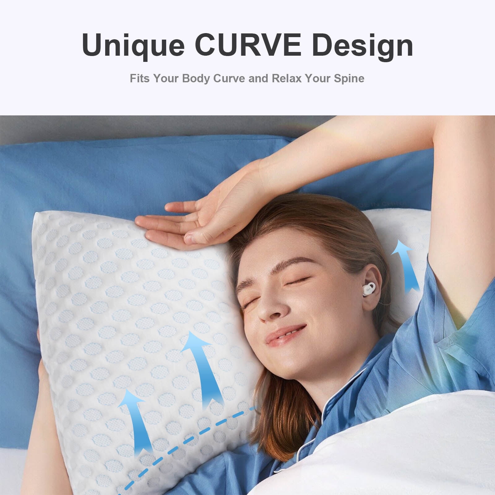 SORMAG Cooling Shredded Memory Foam Bed Pillows Adjustable Firm Support Pillow for Side and Back Sleepers Curved Pillows Set of 1 Queen Size 20" x 30"