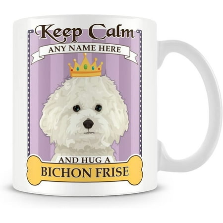 

Bichon Frise Mug - Personalised Gift - Add Name and Text - Keep Calm and Hug a Bichon Frise Cup - Purple