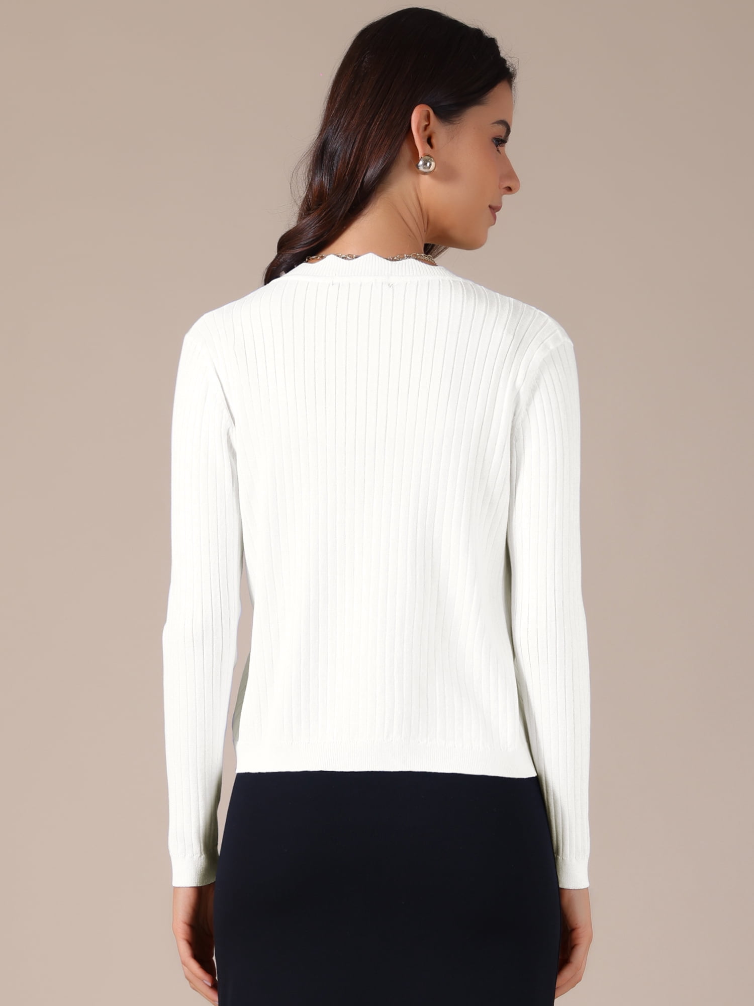 DARING DIVA Women's Open Front Long Sleeve Button Down Knit Cardigan XL White