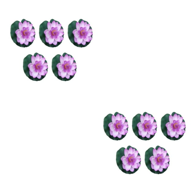 relayinert 5piece Artificial Float Lotus Flowers Low Maintenance And Easy Cleaning Wide Application Realistic Float Foam Lotuses light purple 2Set
