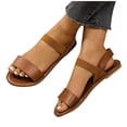 thumbnail image 4 of Roman Flat Sandals for Women, Round Toe Slip-On Style with Two Adjustable Straps, Synthetic Leather Upper, Cushioned Insole, Rubber Sole, Beach Casual Wear, 4 of 9