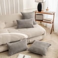 thumbnail image 6 of Set of 2 Corduroy Throw Pillow Covers Striped Velvet 16x16 Pillow Covers Square Throw Pillow Case for Couch Chair Baby Toddler, 16 x 16 inch, Ash Grey, 6 of 7
