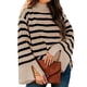 thumbnail image 1 of Fashion Tops Striped High Collar Sweaters Loose Design Knitted Pullover Jumper, 1 of 2