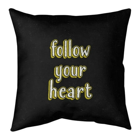 UPC: 0670507532160 | ArtVerse Quotes Follow Your Heart Quote Chalkboard Style Pillow-Faux Suede 26 x 26 Large