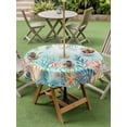 thumbnail image 4 of Outdoor Tablecloth with Umbrella Hole for Patio/Picnic/Party/Camping, Ocean Starfish Seaweed Waterproof Table Cloth Round Cover Washable, Summer Coastal Beach Shell Coral Teal (Dia 60"), 4 of 8