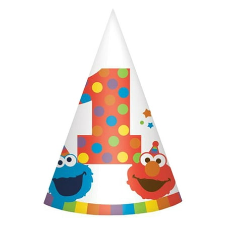 Sesame Street 1st Birthday 'Elmo Turns One' Cone Hats (8ct)