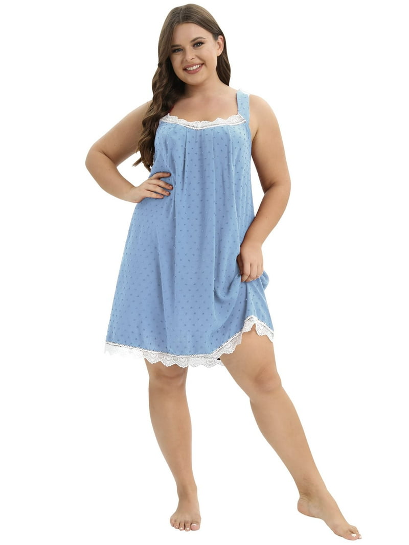 Sunsent Women's Long Nightshirt, Full Cotton Sleeveless Plus Size Nightgown,  Lightweight Sleepwear Dress XL-4XL - Walmart.com
